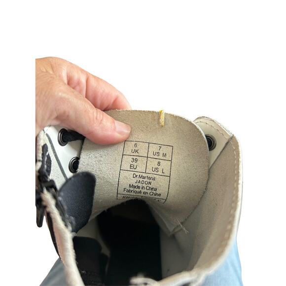 Dr. Martens AirWair Jadon Platform White Leather Lace Up Combat Boots Size 7 - Picture 8 of 9